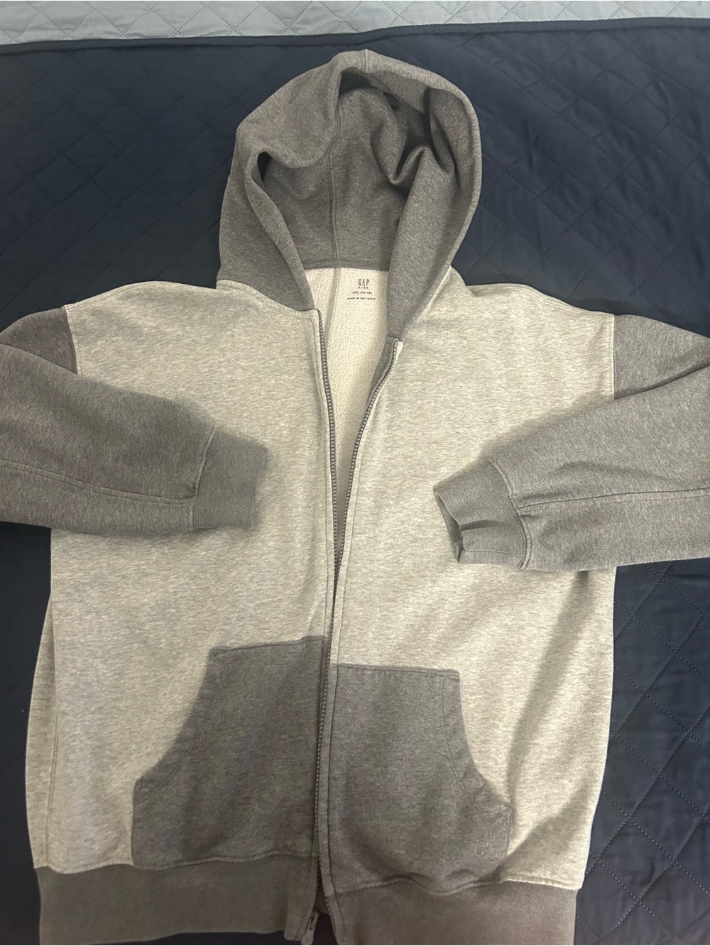 Boys Two-Tone Gray Zip Hoodie Sweatshirt